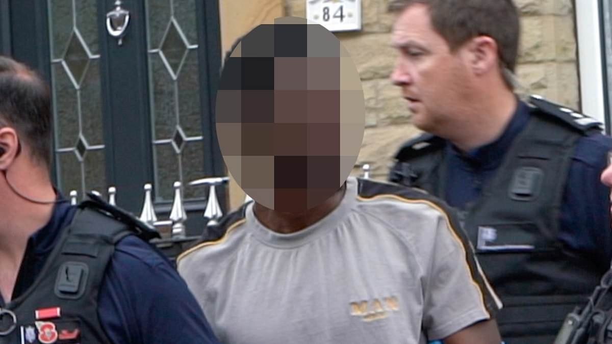 EXCLUSIVE Moment Border Force agents smash people smuggling ring as they arrest Gambian national in terraced family home 'who helped launder £3m in profits'