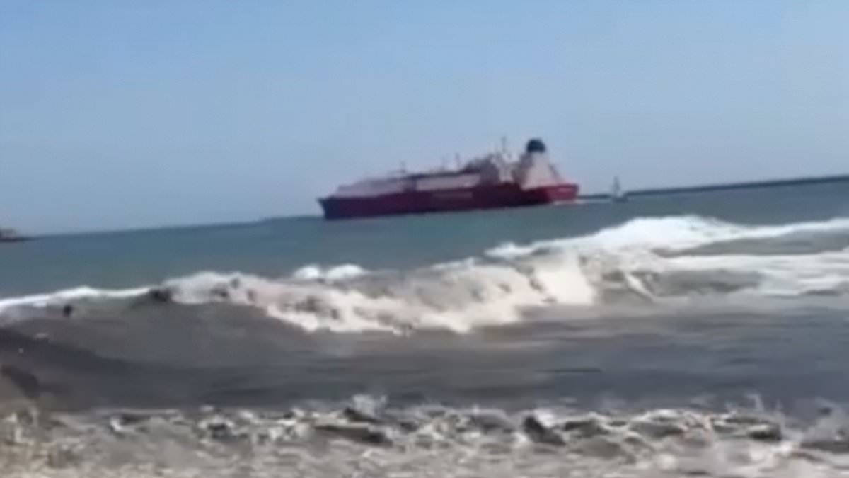 Frightening moment beachgoers scream as 'mini-tsunami' hits south of Spain leaving eight injured