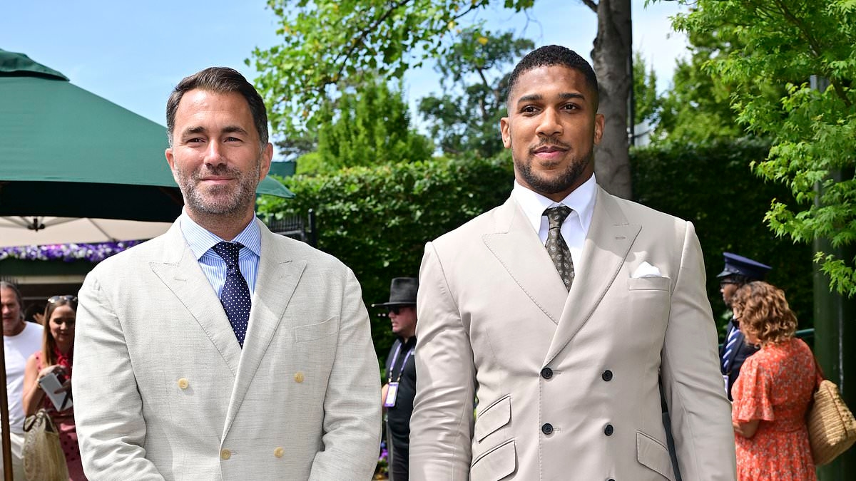 Anthony Joshua and promoter Eddie Hearn lead a star-studded royal box at Wimbledon amid talk of long-awaited Tyson Fury fight
