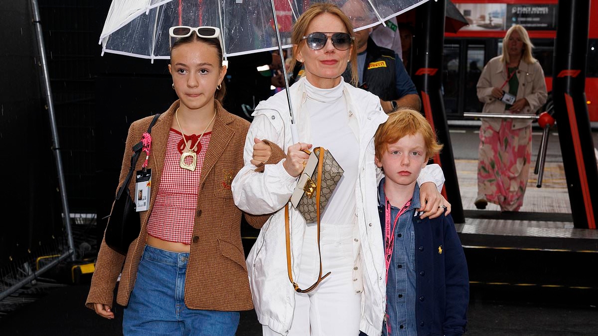 Geri Halliwell breaks cover as she steps out at the F1 British Grand Prix after snubbing Mel B's wedding
