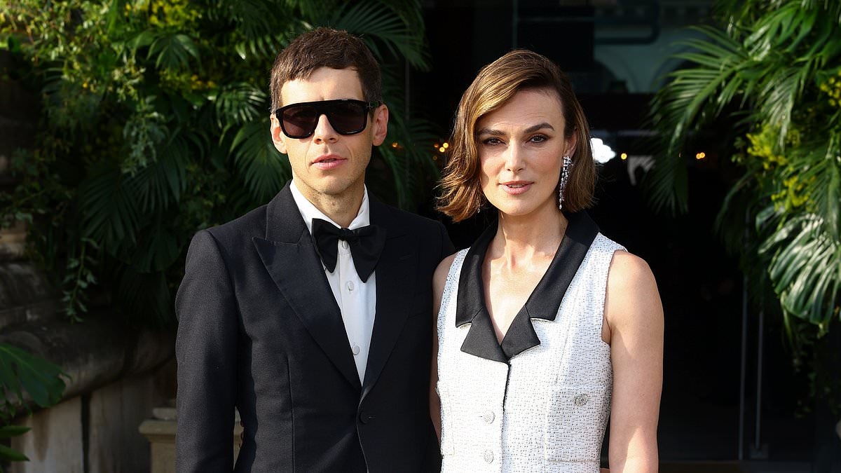 Keira Knightley is the epitome of Parisian chic in a tweed gown as she double dates with glam Kirsten Dunst and their husbands at star-studded Louvre gala in the French capital