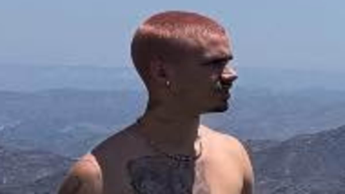 Shirtless Romeo Beckham debuts new pink buzzcut as he channels dad David's noughties 'do
