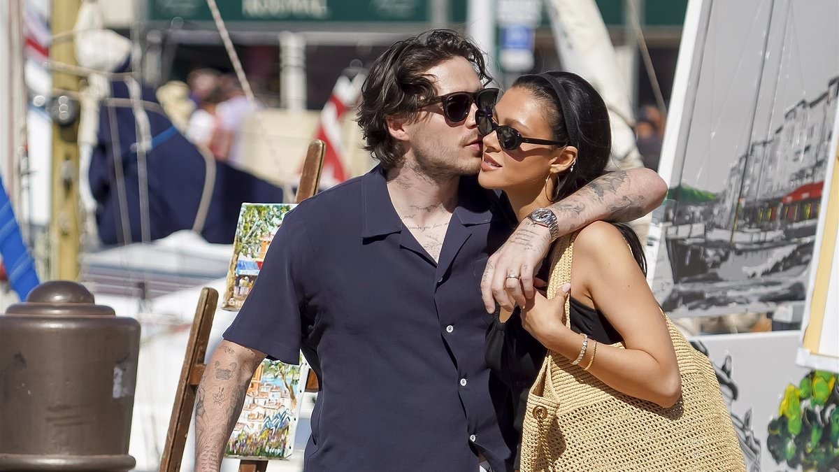 Brooklyn Beckham and wife Nicola Peltz put on a united front as they pack on the PDA during sun-soaked St. Tropez getaway with her family - amid fears ongoing feud will ruin chef's 'close bond' with sister Harper