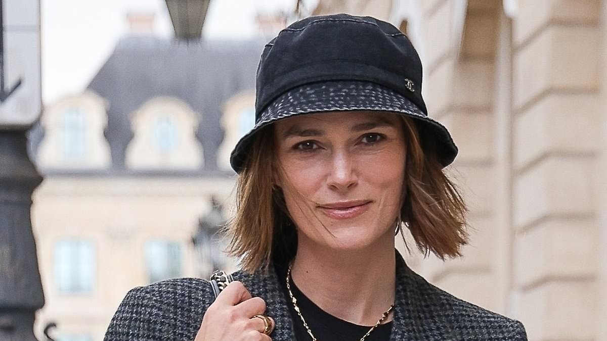 Keira Knightley holds hands with her husband James Righton as they step out in coordinating ensembles while walking through Paris