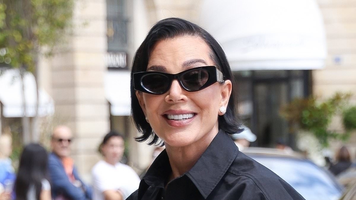 Kris Jenner, 69, showcases her lithe legs in puffball mini during Paris trip... as she cosies up to boyfriend Corey Gamble, 44, and flaunts the results of her facelift