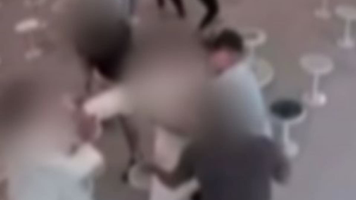 Wild moment inmates start trading blows before their visiting loved ones join in amid violent jailhouse brawl