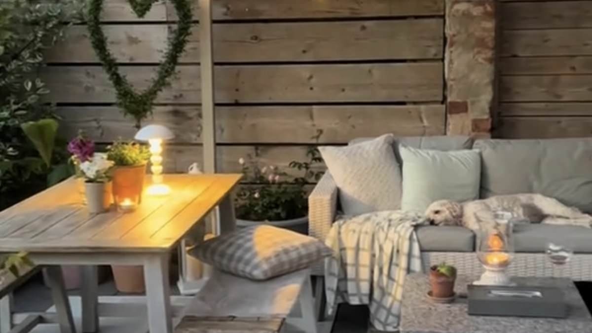 Woman builds cosy garden 'sanctuary' using a £300 IKEA purchase and sprucing up old furniture