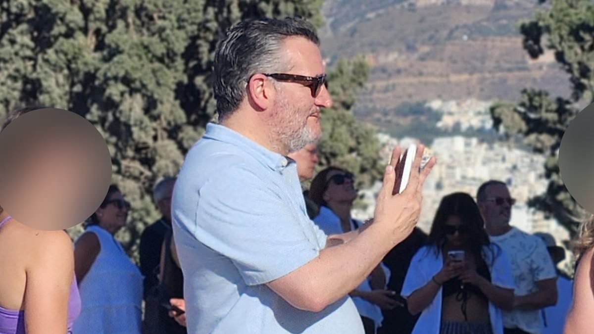 Ted Cruz pictured sightseeing in Greece after deadly floods hit Texas