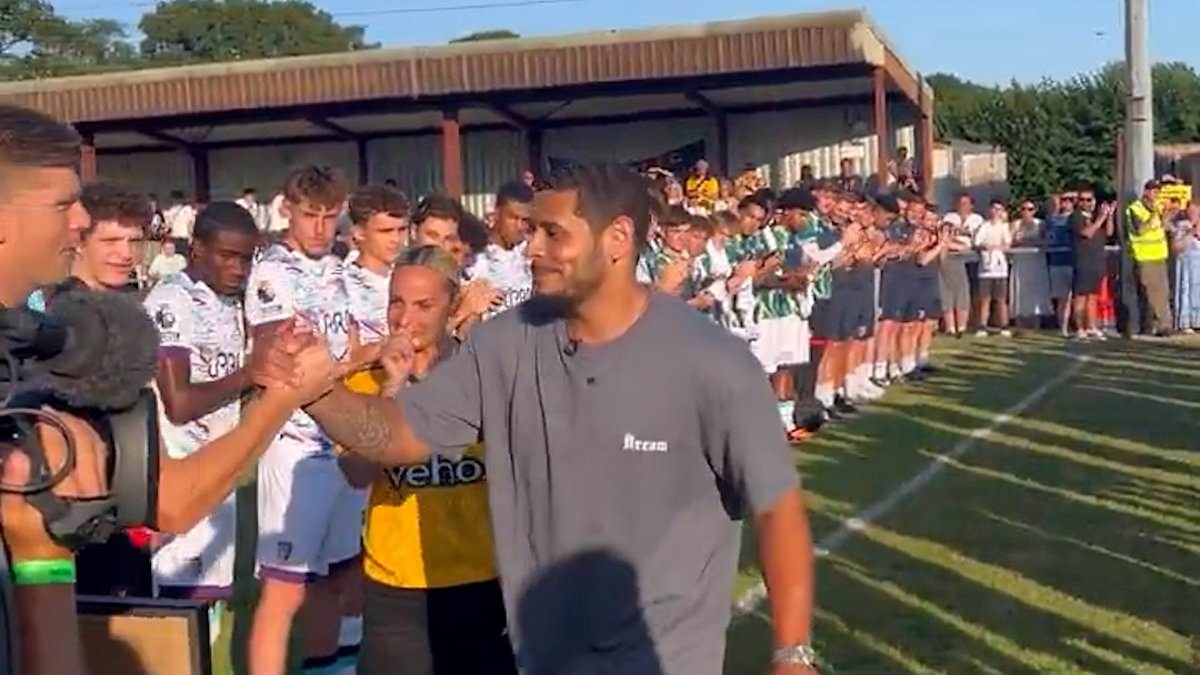 Tear-jerking moment footballer son of Spurs cult hero returns to the game - six months after losing a leg when he was hit on motorway hard shoulder while changing tyre