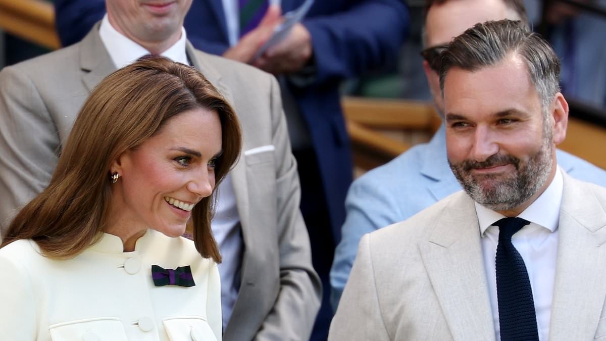 Kate Middleton's 'silver fox' private secretary leaves royal fans swooning as he makes a fleeting appearance at Wimbledon