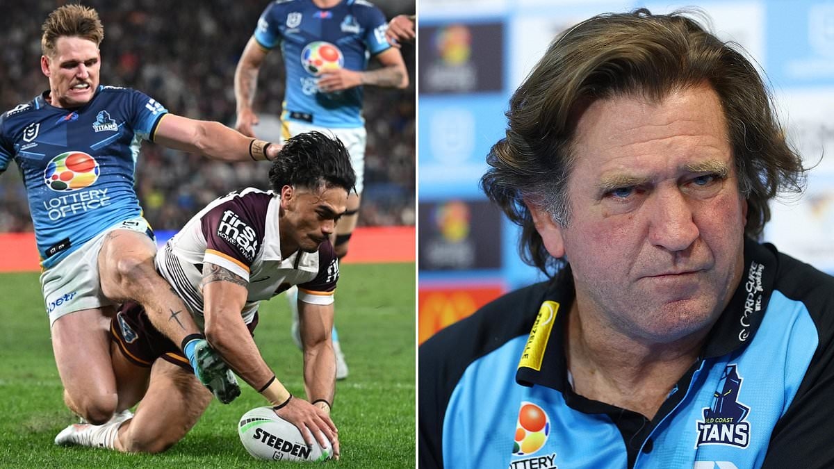 Broncos star suffers sickening head injury as he knocks himself out while trying to score a try - as Brisbane heap more pressure on under-fire coach