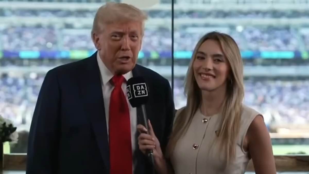 Stunned soccer fans all say the same thing as Trump 'hits on' glamorous DAZN reporter in 'embarrassing' Club World Cup interview