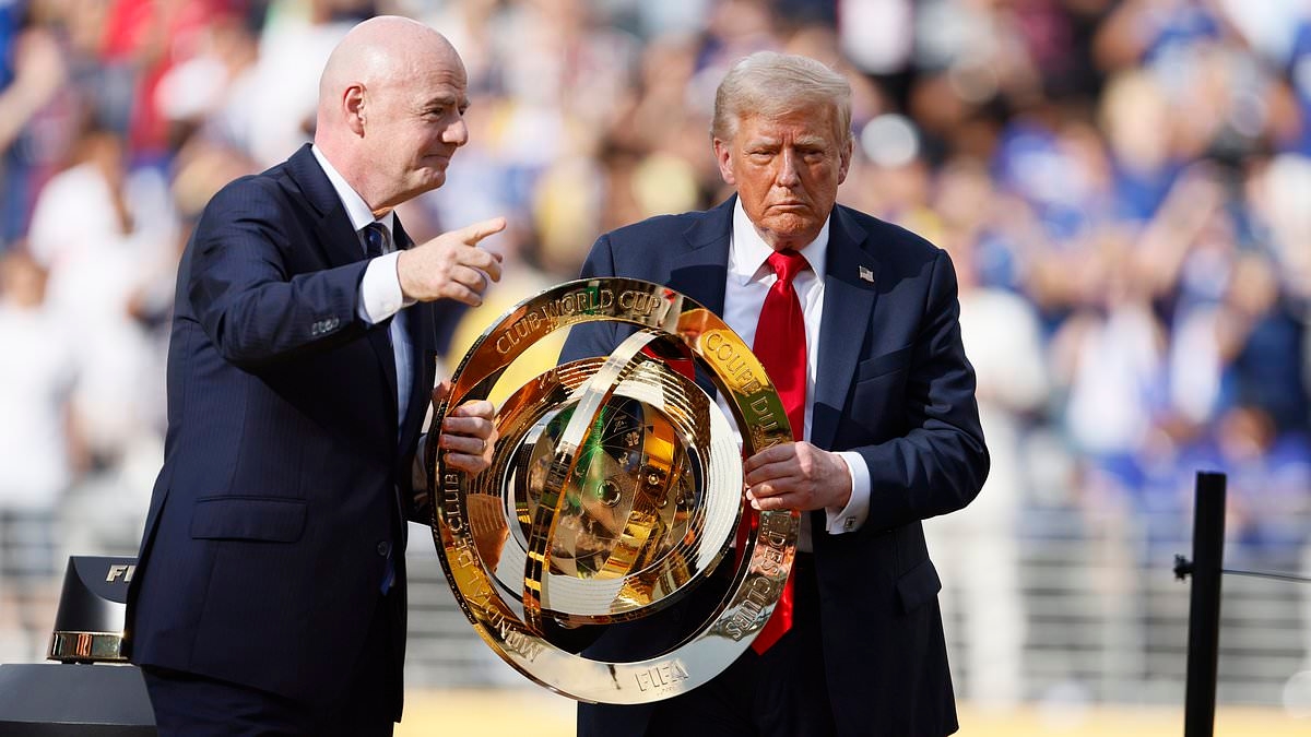 New footage shows Donald Trump taking a Club World Cup winners' MEDAL as his gatecrashing escalates as it emerges he's keeping the original trophy in the Oval Office