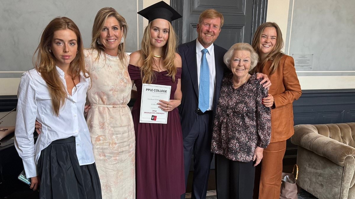 Princess Alexia of the Netherlands reveals sassy phone case as she poses for sweet family photo with the Dutch royals