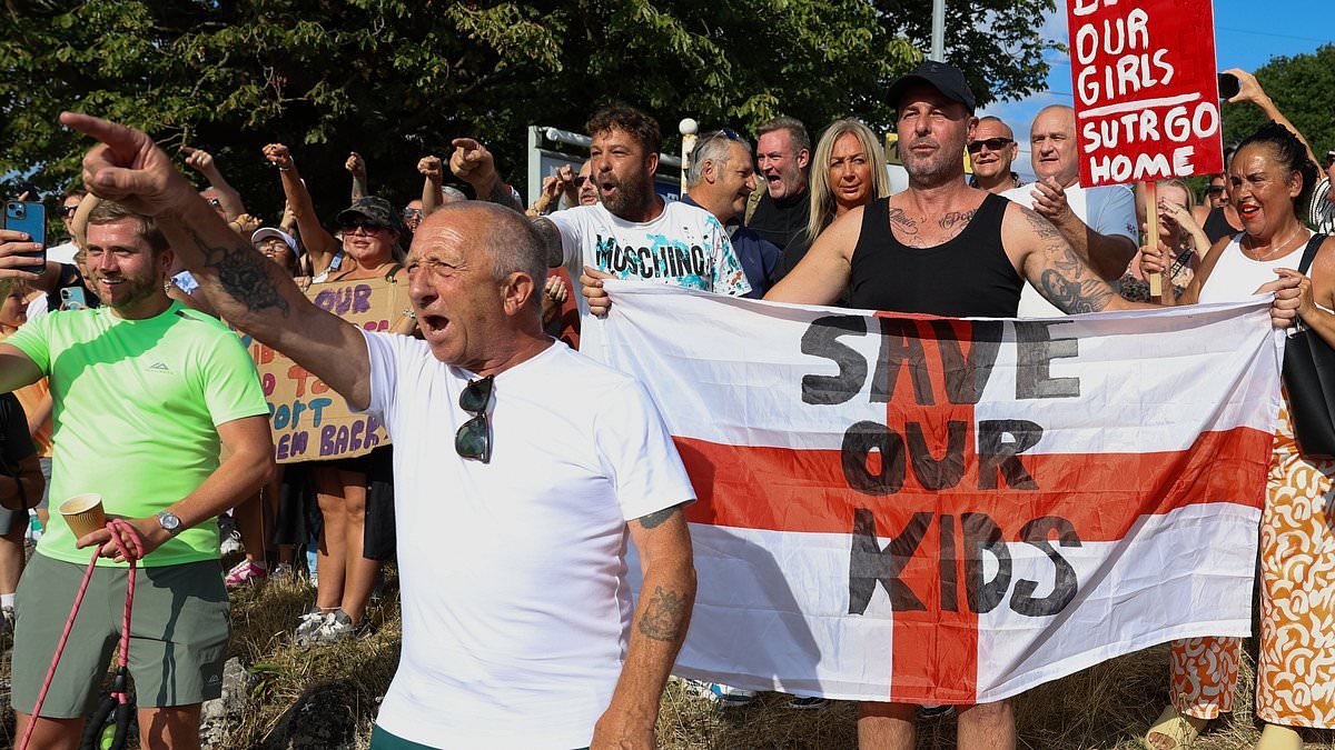Protest outside migrant hotel in Essex erupts into violence as fights break out 'after asylum seeker was accused of committing three sexual assaults'