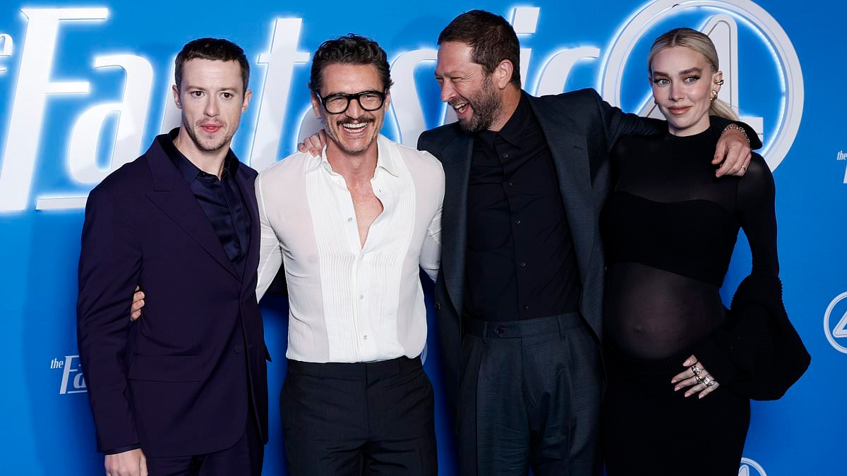 Pedro Pascal cuts a dapper figure in sheer shirt at Fantastic Four premiere in Sydney alongside co-stars Joseph Quinn and Vanessa Kirby