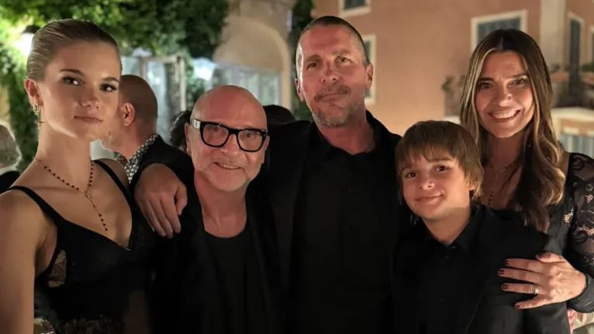 Christian Bale poses with BOTH his kids in rare family photo with wife Sibi