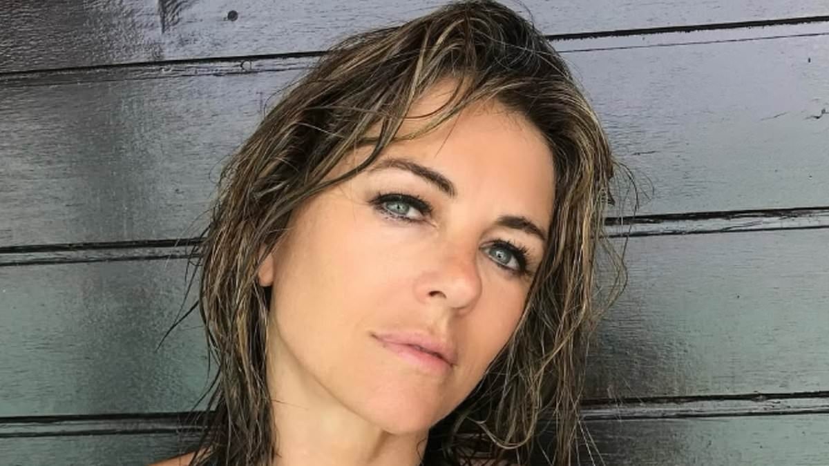 Elizabeth Hurley, 60, shows off her incredible figure in a busty blue bikini in stunning snaps after enjoying an 'early morning swim in paradise'