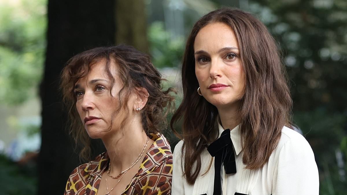 Natalie Portman puts on a leggy display in a chic blouse and mini skirt while filming Lena Dunham rom com Good Sex with co-star Rashida Jones in New York