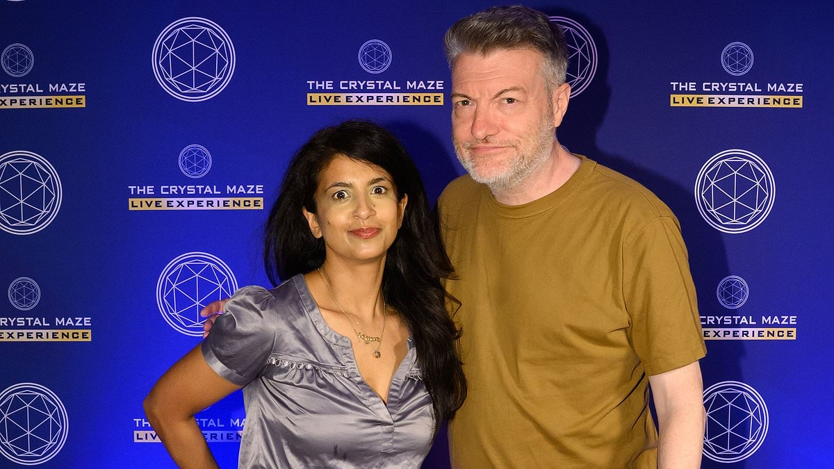 Konnie Huq and husband Charlie Brooker look smitten as they enjoy a fun night out at The Crystal Maze LIVE Experience in London