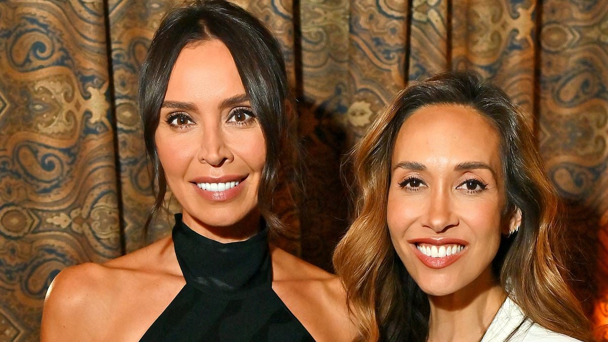 Myleene Klass cuts a chic figure in a white power suit as she celebrates her MBE with famous pals Christine Lampard and Nicole and Natalie Appleton