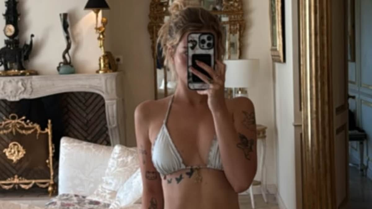 Lottie Moss shows off her figure in a white triangle bikini during a sun-soaked girls holiday
