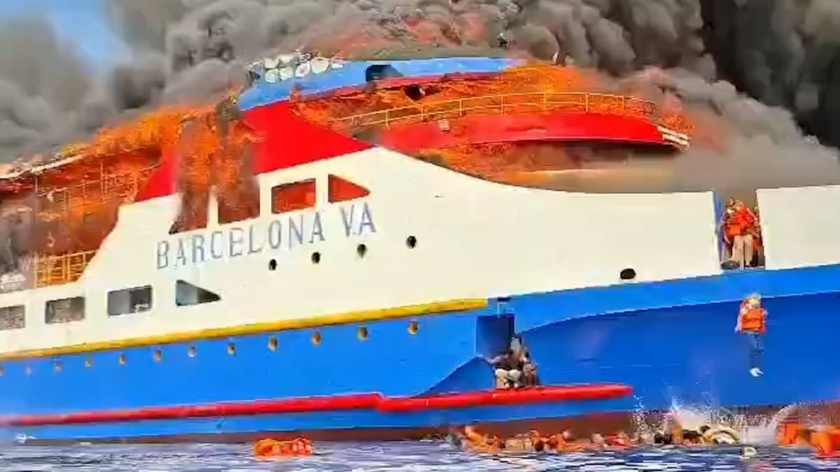 Ferry carrying 280 people off the coast of Indonesia bursts into flames