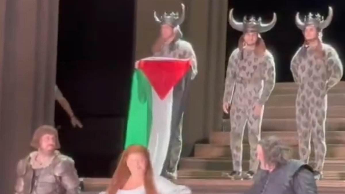 Scuffle breaks out after cast member raises Palestinian flag on Royal Opera House stage