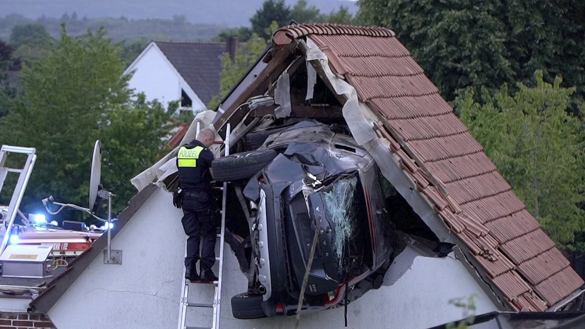Schoolboy, seven, seriously injured after being hit by a car while he was playing on a trampoline