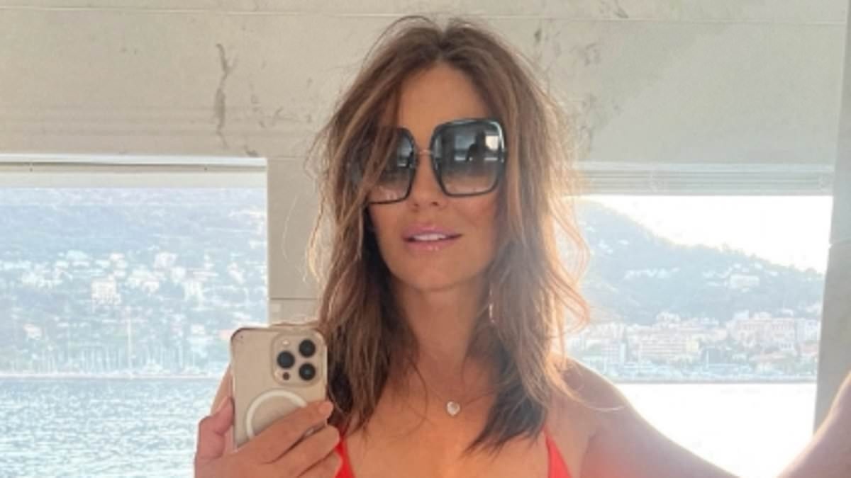 Elizabeth Hurley, 60, showcases her enviable figure in red bikini as she soaks up the sun in Monaco