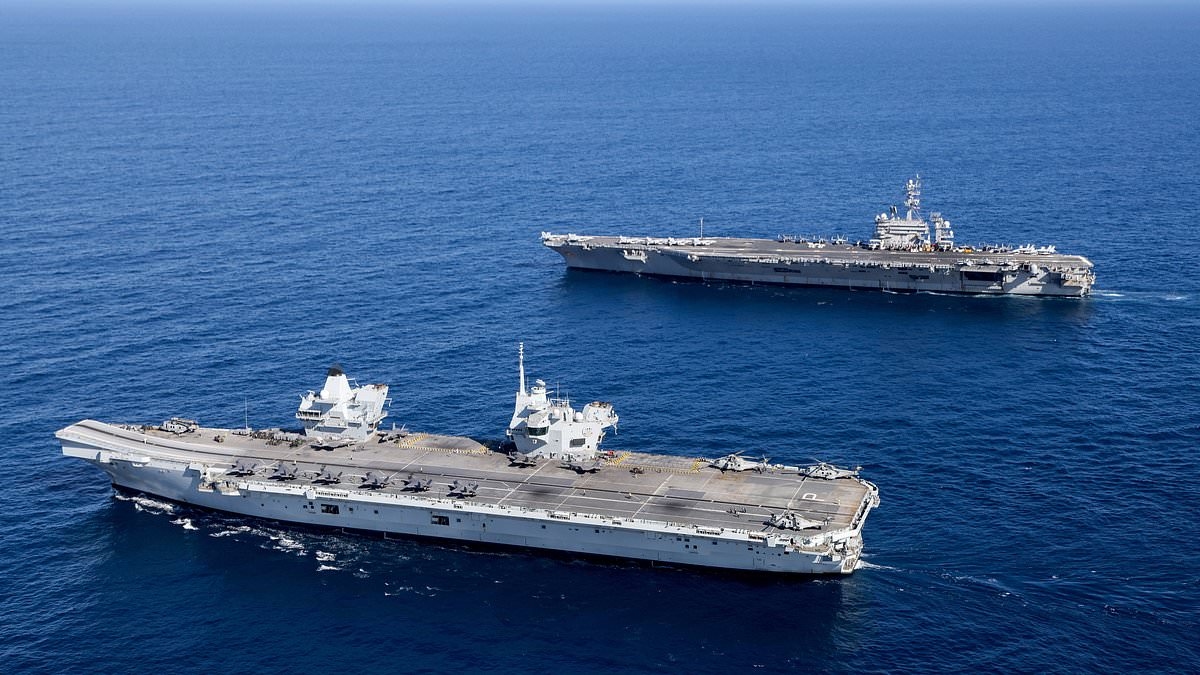 UK and US aircraft carriers sail through pacific
