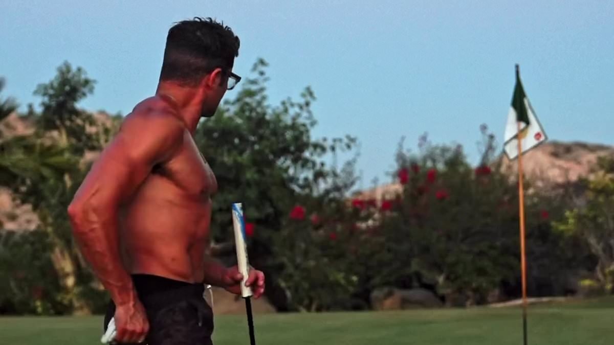 Shirtless Zac Efron shows off his muscular physique while enjoying a day out golfing with his ripped brother Dylan as fans go WILD in the comments