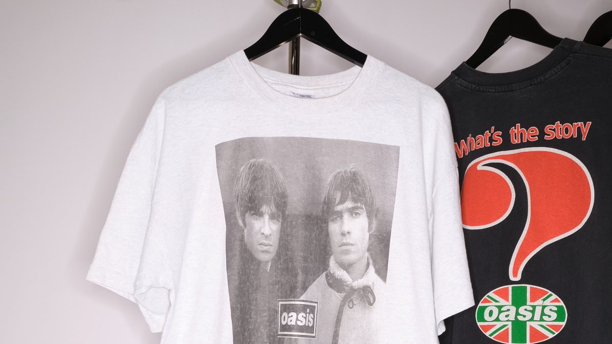 'Ultra-rare' Oasis T-shirts from 90s and 00s go on sale for a jaw-dropping £1,000 in Selfridges