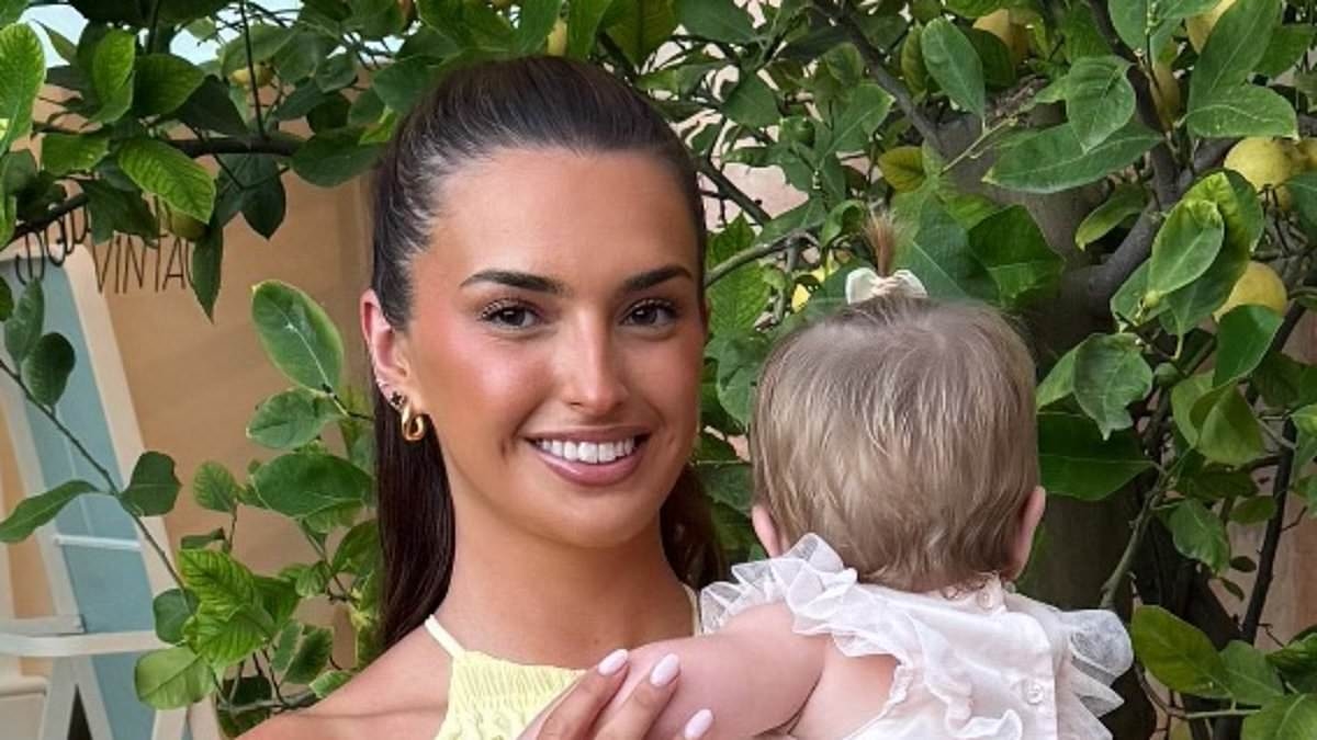 Jack Grealish's girlfriend Sasha Attwood stuns in a yellow maxi dress as she shares sweet holiday snap with baby daughter Mila, 9 months