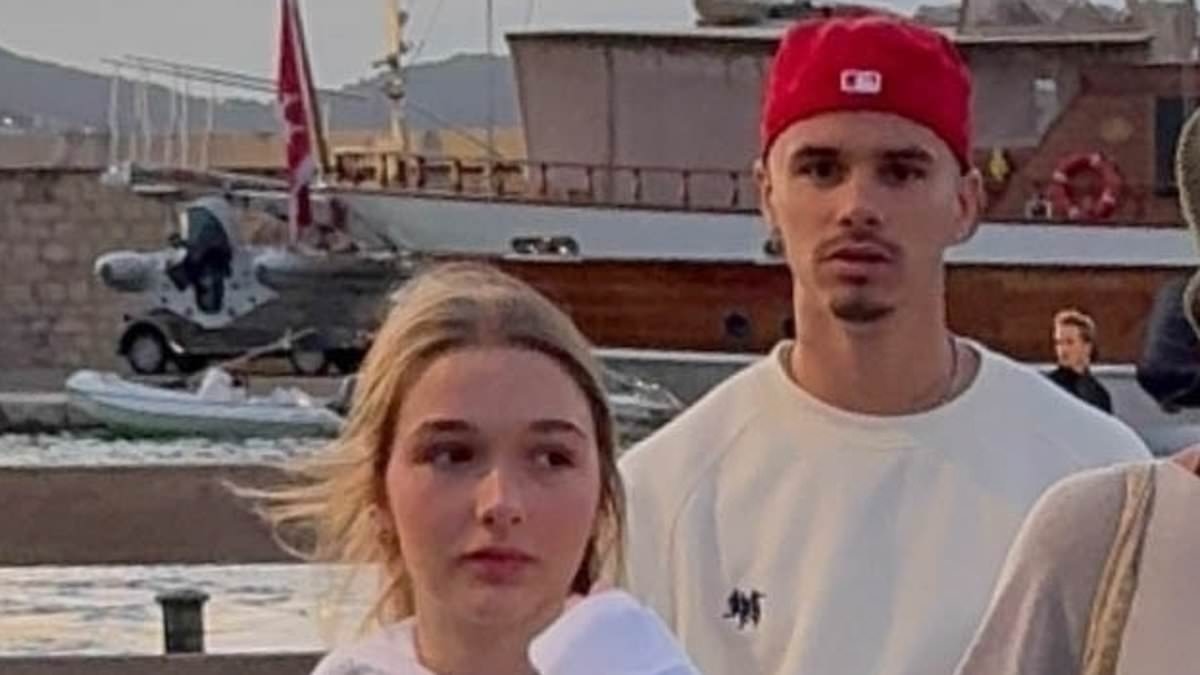 Romeo Beckham and sister Harper Beckham step out in St Tropez on family getaway - as they narrowly avoid Brooklyn and his wife Nicola Peltz amid ongoing rift