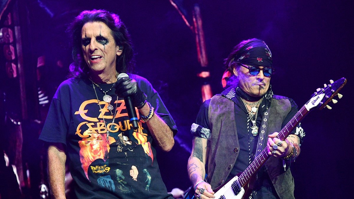 Johnny Depp makes surprise appearance at Alice Cooper's London gig as they perform Black Sabbath's Paranoid dedicated to Ozzy Osbourne