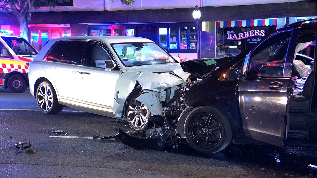 Only in Rose Bay! Rolls Royce and Mercedes collide head-on in late night HORROR crash