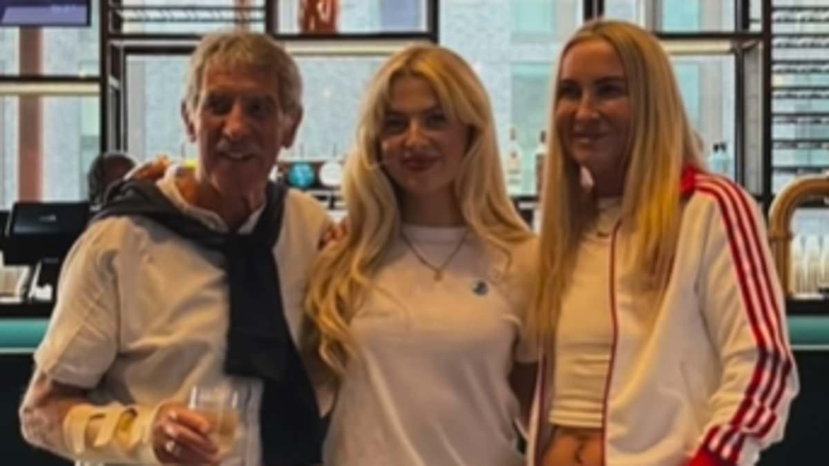 Noel Gallagher's ex-wife Meg Mathews poses with her dad and daughter Anais at Oasis' first London gig in 16 years