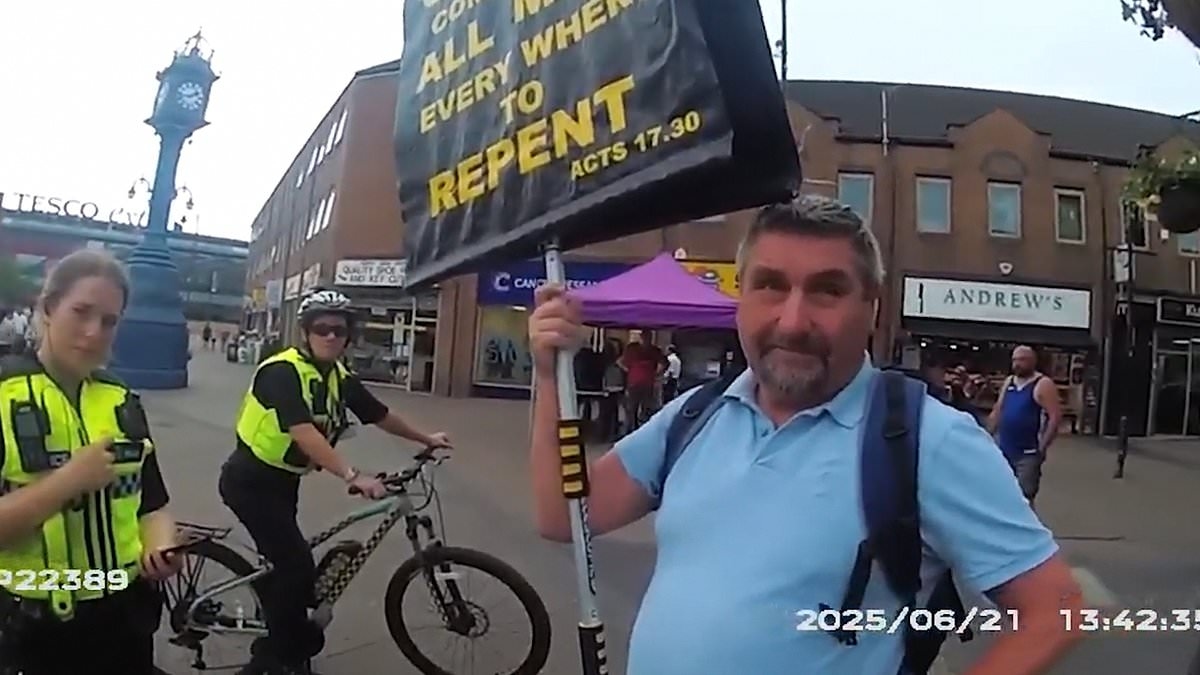 Christian preacher is arrested and threatened with 'non-crime hate incident' after asking Muslim woman about passages in the Koran