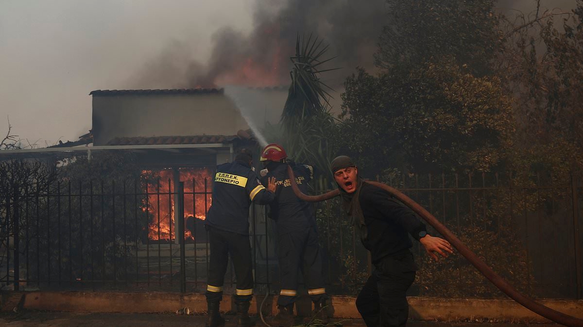 British tourists put on alert as new Greece wildfires spread amid 44C heatwave - as blaze tears through capital Athens