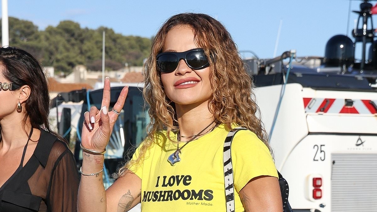 Rita Ora flashes her legs in leather hot pants as she enjoys a stroll with husband Taika Waititi in St Tropez