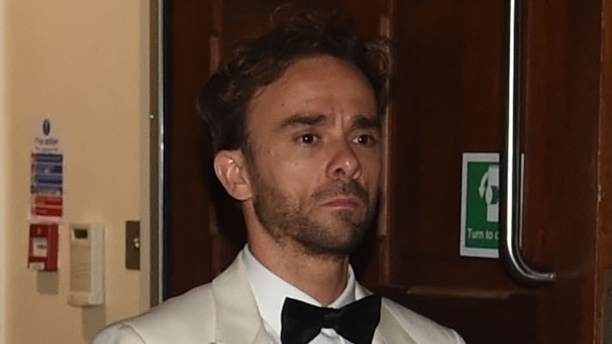 Jack P. Shepherd and his new wife Hanni Treweek depart their wedding celebrations together at 1am alongside bleary-eyed guests