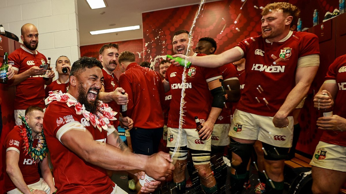 Inside the Lions party after sealing series win: Drinking beers and singing in the middle of the MCG pitch - and recreating Hugo Keenan's last-minute winning try