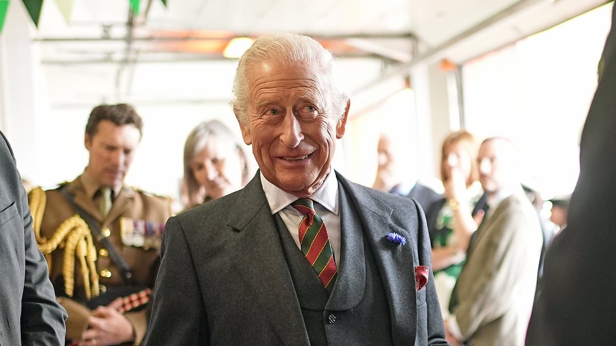 Kilted-out king! Charles proudly dons red tartan as he arrives in Caithness for a series of visits
