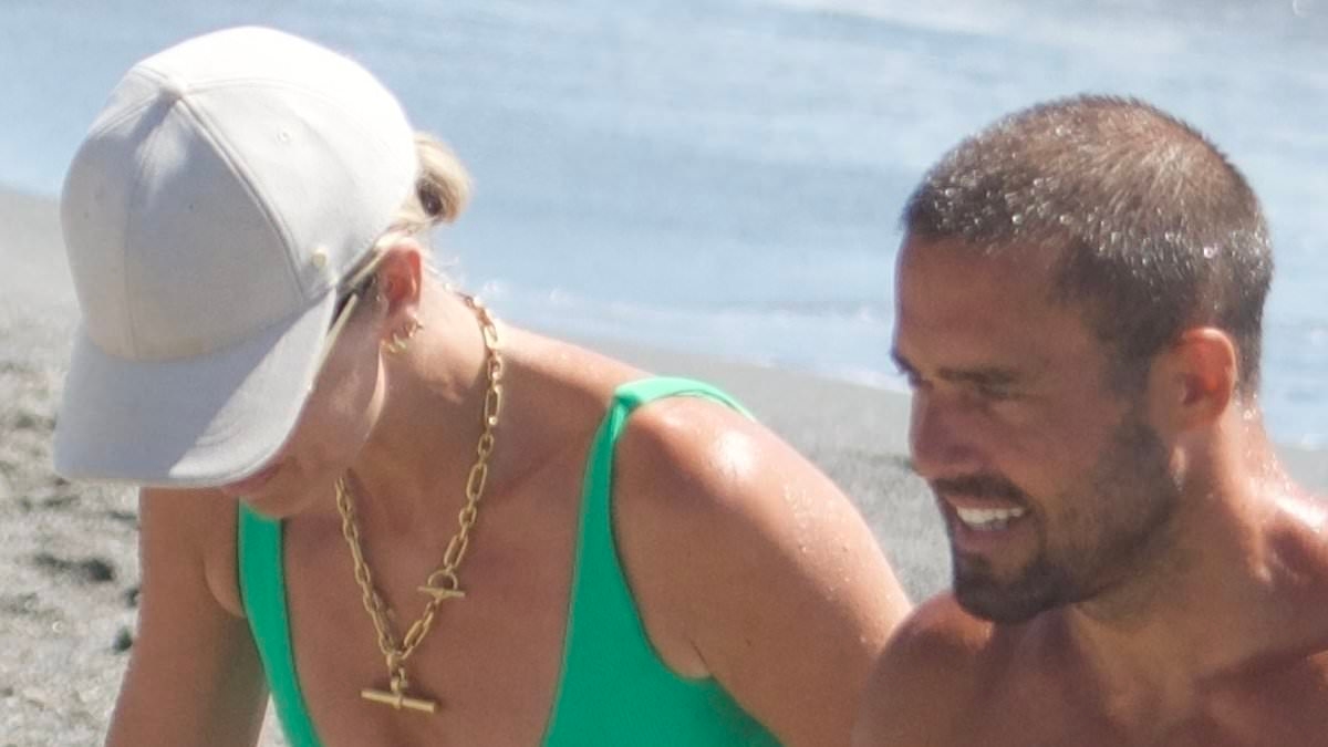 Vogue Williams flaunts her toned physique in a skimpy bikini as she joins her ripped husband Spencer Matthews on holiday in Spain