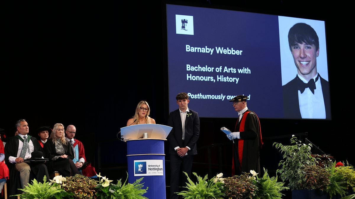 Nottingham knife rampage victim Barnaby Webber is awarded honorary degree during an emotional ceremony attended by his younger brother