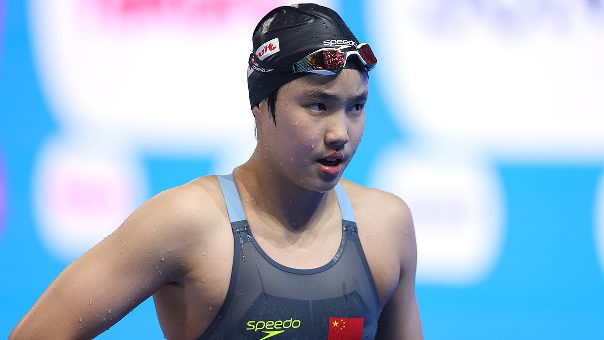Chinese swimmer, 12, misses out on World Championships medal by just 0.06 seconds - despite being TOO YOUNG to hold a junior world record