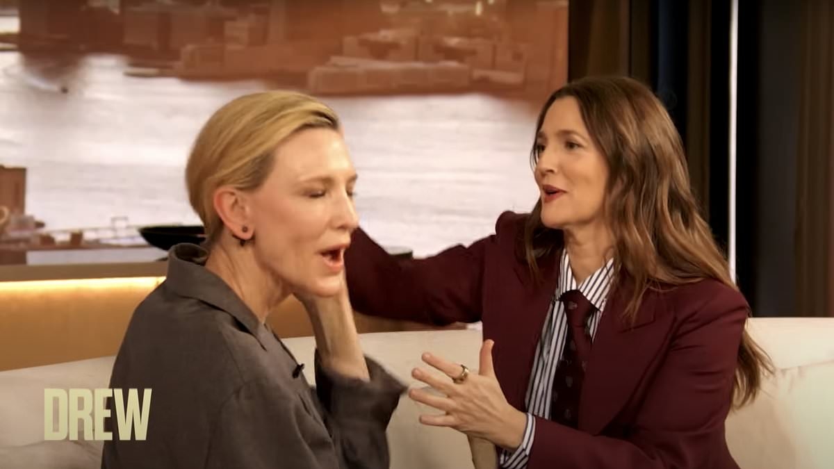 Drew Barrymore gets touchy feely with Cate Blanchett in viral clip driving fans wild