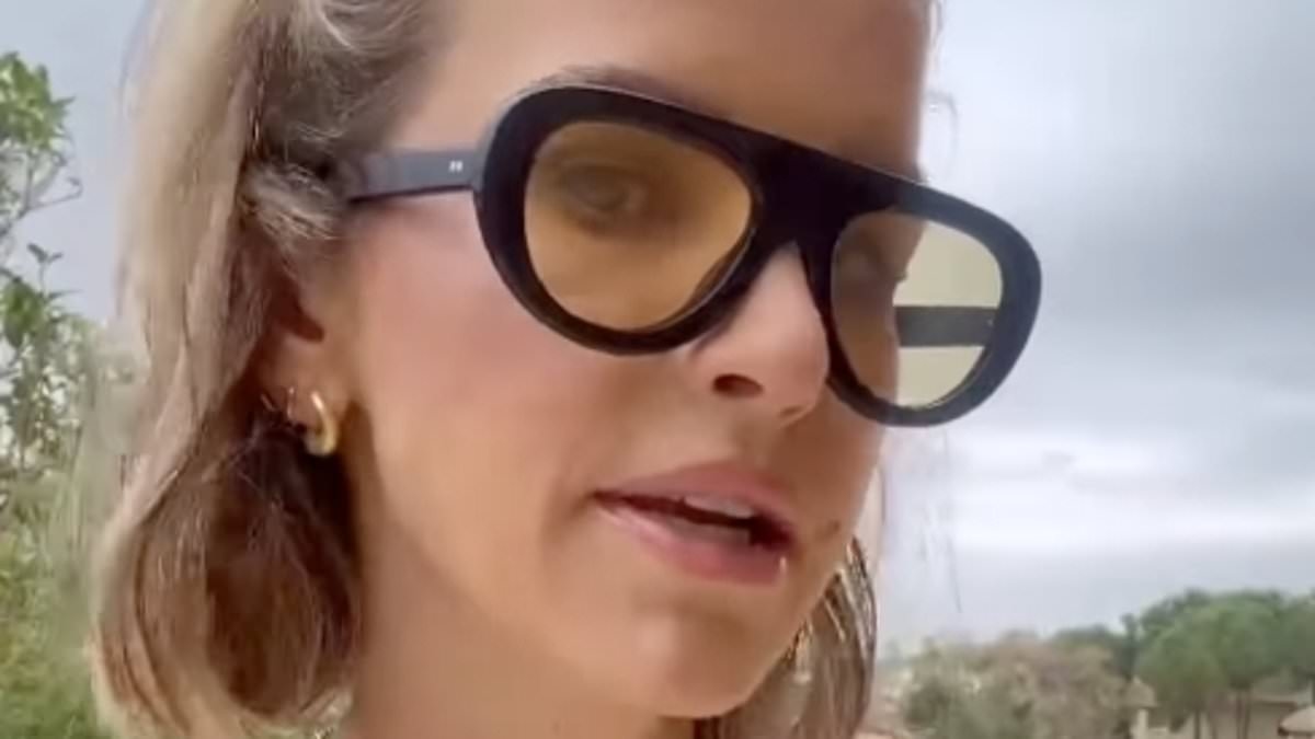 Vogue Williams shows off her incredible physique during sunshine break in Spain as presenter models two bikinis while sharing 'big news' about her podcast