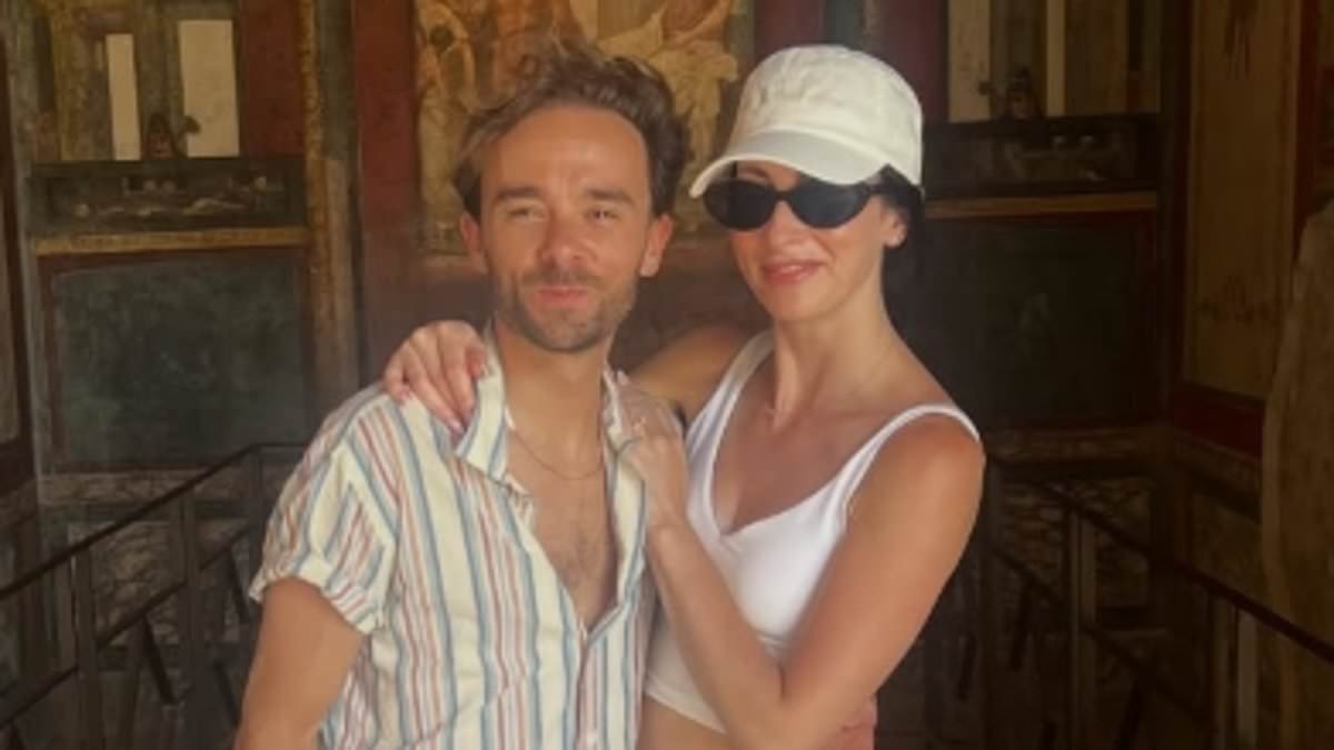 Jack P. Shepherd and his bikini-clad wife Hanni Treweek take a day trip to explore Pompeii as they share a glimpse of their Italian honeymoon
